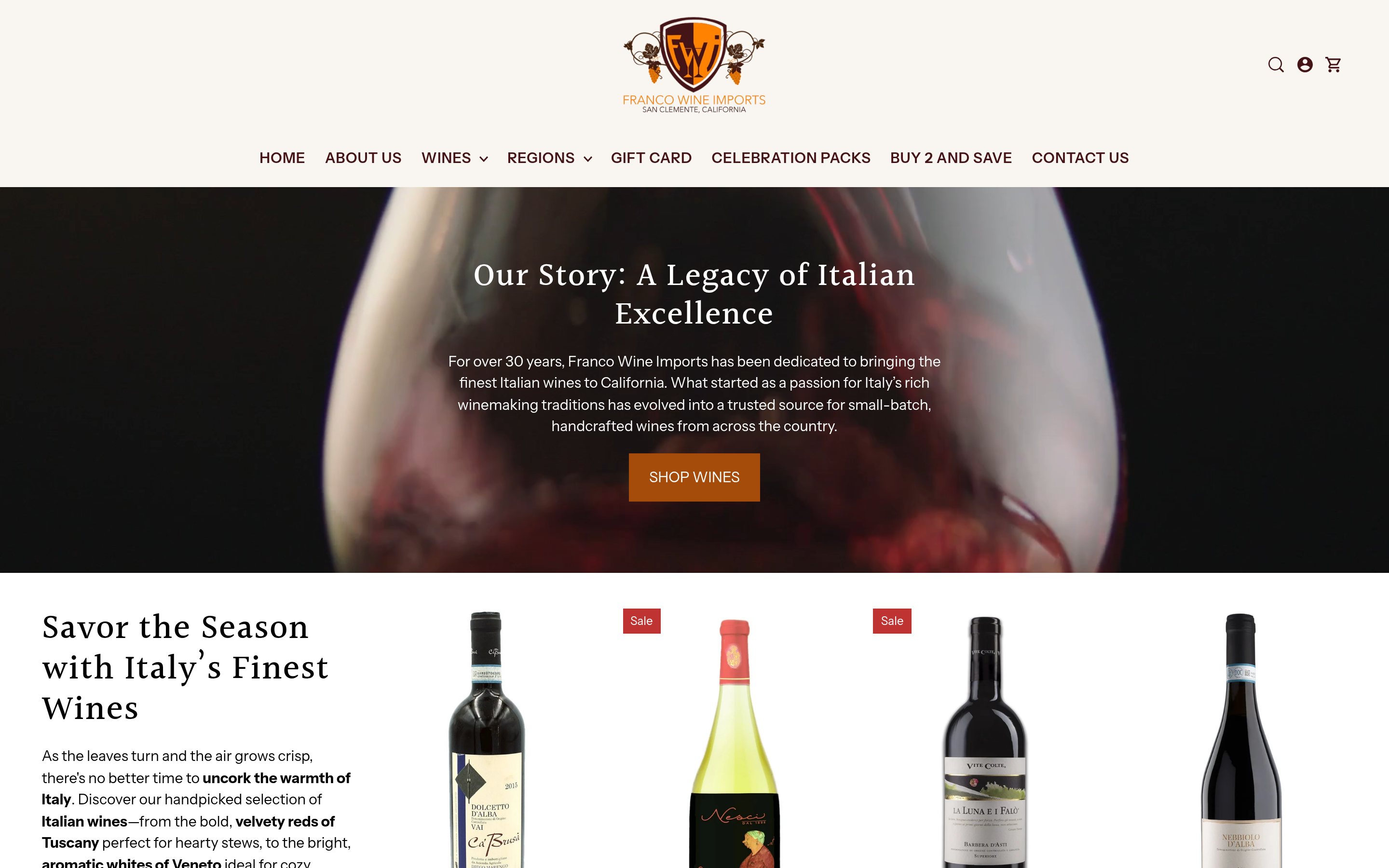 Franco Wine Imports homepage
